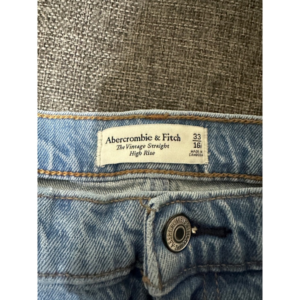 Abercrombie & Fitch Women's 16R Jeans Vintage Straight High Rise Raw Hem Blue - Picture 6 of 11